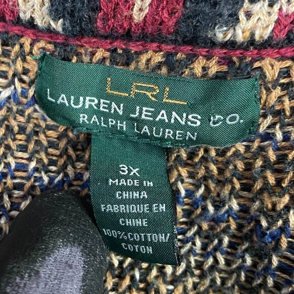 Lauren Ralph Lauren Cardigan Sweater Womens 3X Shawl Collar Aztec Southwester - Picture 4 of 7